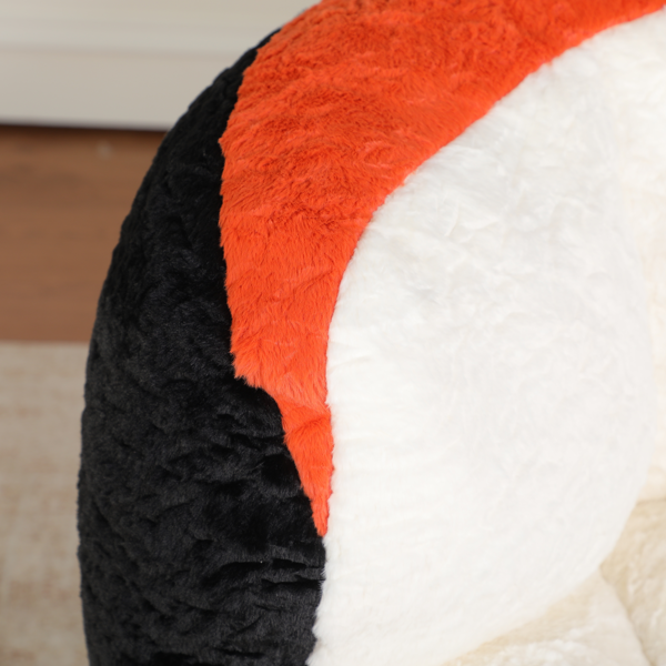 超大豆袋椅、填充海绵丝的多色人造毛皮沙发、客厅大沙发、无需组装、黑色+白色+橙色-6