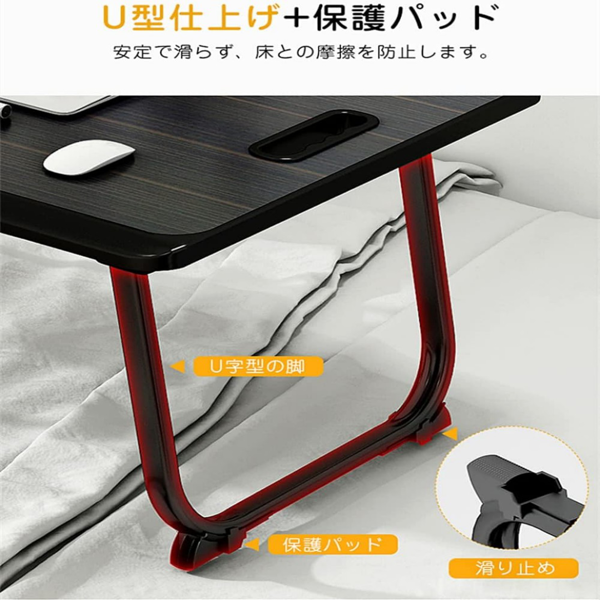 桌子 床上折叠桌 抽屉款 白色 注塑桌面-8