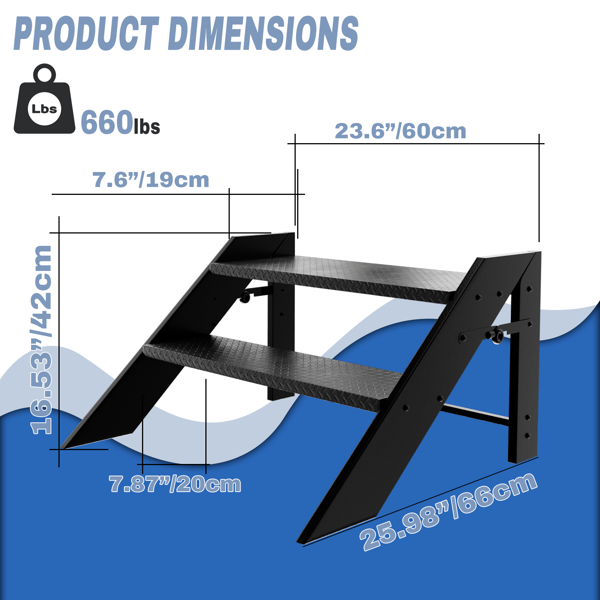 可折叠阶梯凳，2 阶折叠式阶梯，带防滑脚垫的房车阶梯，最大承重 660 磅，适用于家庭、旅行拖车、露营车、移动房屋、水疗中心和门廊的热水浴缸阶梯（TEMU仅可自提）-2