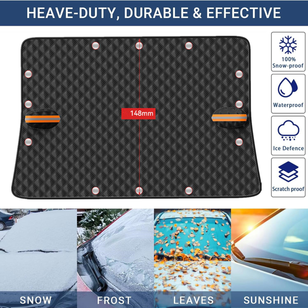 汽车挡风玻璃雪罩车窗镜磁性保护罩黑色-4