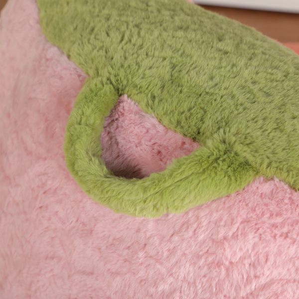 超大豆袋椅、填充海绵丝的多色人造毛皮沙发、客厅大沙发、无需组装、粉色+橙色+绿色-10