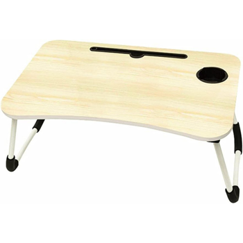 桌子 床上折叠桌 卡槽+杯托款 木纹色
