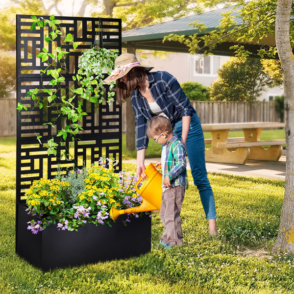 【同款编码：96402386】91.5*38*180CM 3层网格拆装式铁花架种植筐 黑色 铁种植-15