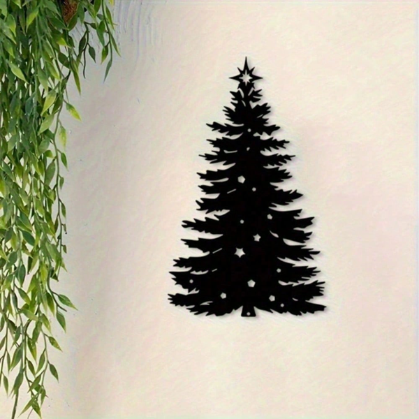 CIFbuy™ 铁艺圣诞树剪影装饰画，节日风墙面挂饰，圣诞主题家居软装（在 TikTok、temu 下可自提）-4