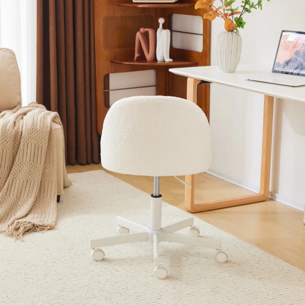 椅子 糖果转椅 泰迪绒 带轮子 白色-7