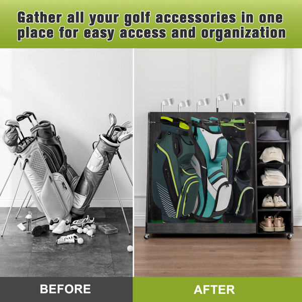 木质高尔夫球包存储架，灰色-6
