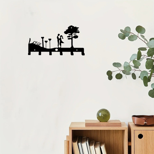 CIFbuy™ 情侣爱心钥匙挂架 铁艺壁挂衣物收纳架（TikTok、temu下自提）-5