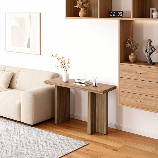 橡木色 T字腿 MDF 贴3D纸 106.5x35.5x75cm 玄关桌 50mm空心板-7