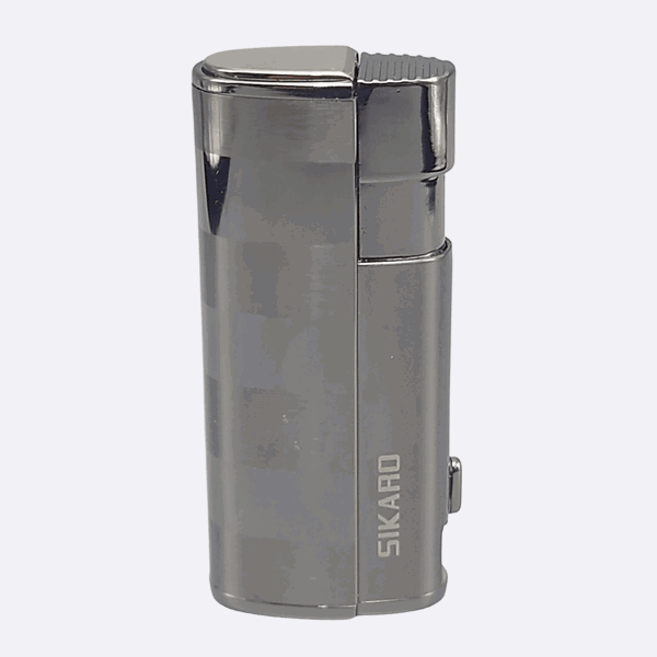 SIKARO®飓风* 三直冲专用高档雪茄打火机带雪茄打孔器黑镍枪黑雪茄香烟厨房户外可重复充气可调节火焰高度便携式-1