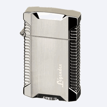 LEGENDEX®野餐者* 银色双直冲打火机用于雪茄香烟厨房户外可重复充气可调节火焰高度便携式