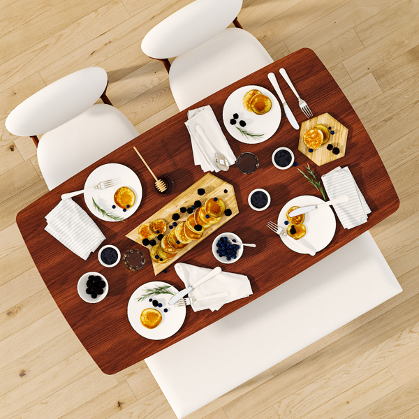 1桌2椅1凳 拆装 橡胶木+软包 深胡桃色 餐桌椅套装 米色坐垫 长方形-16