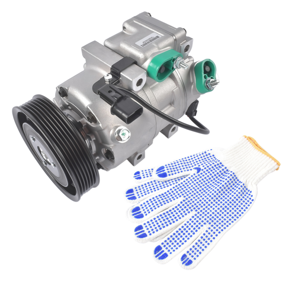 汽车空调压缩机 A/C Compressor with Clutch Fits for Hyundai Genesis 3.8 Sedan 4-Door 2009-2014 V6 3.8L 6-Groove Pulley 977013M001 977013M000-3