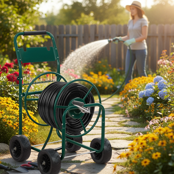 【同款编码：04822659】97*53*100cm 绿色 铁 水管车【不是充气轮胎】-14