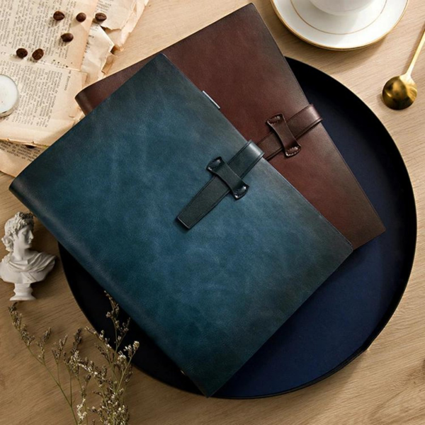 二层牛皮活页本可拆卸A5记事本 藏蓝色-15
