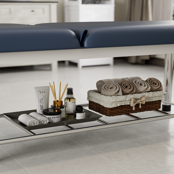 专业固定式按摩床，550磅重型宽幅治疗检查床，靠背可调，可拆卸头枕，底部储物架及毛巾挂钩，蓝色款-9