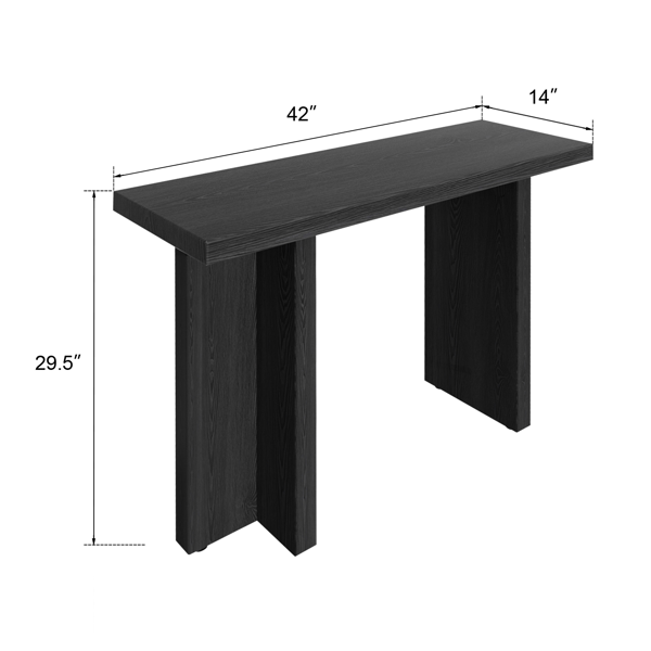黑浮雕 T字腿 MDF 贴3D纸 106.5x35.5x75cm 玄关桌 50mm空心板-5