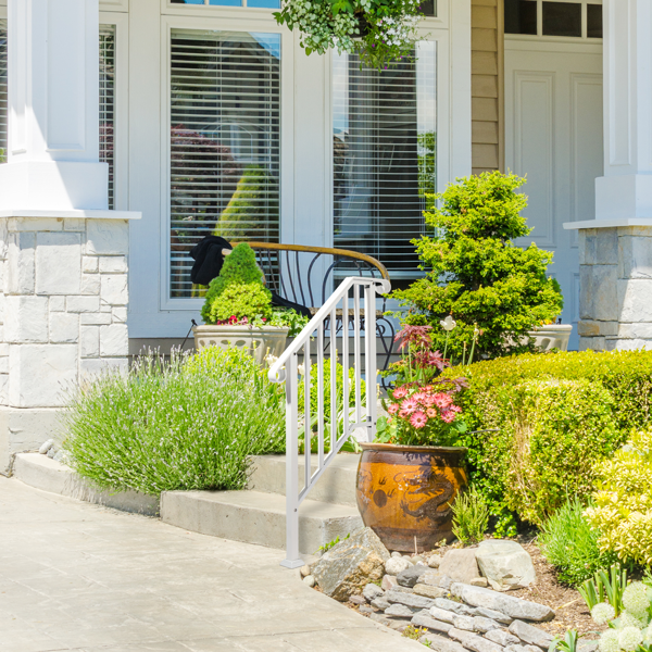 【同款编码：54756520  74664377】哑光白色 2阶  镀锌铁 庭院楼梯扶手-7