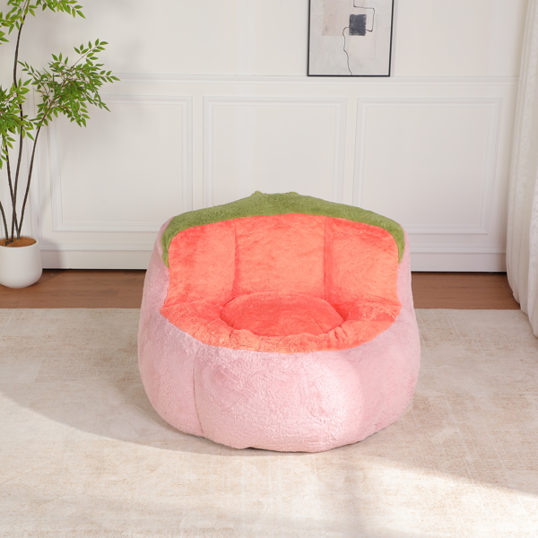 超大豆袋椅、填充海绵丝的多色人造毛皮沙发、客厅大沙发、无需组装、粉色+橙色+绿色-6