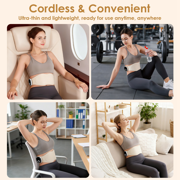 （自提可发加拿大，temu&tk下自提单）便携式EMS背部加热按摩垫，19档强度调节，3种加热模式（104-122℉），无线充电设计，通用腰带尺寸，男女皆宜的理想礼物，缓解疼痛与放松身心-6