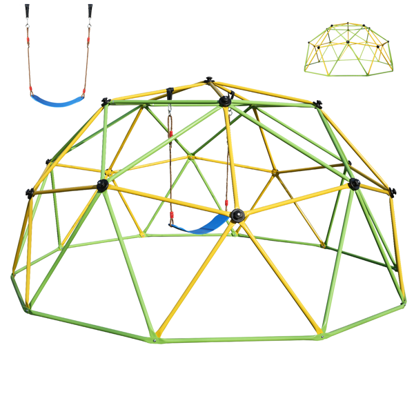 10英尺攀登圆顶儿童丛林健身房适用于公园圆顶登山者与摇摆游乐场设备，绿色-4