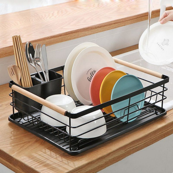 厨房碗碟沥水架 铁艺 单层 白色-10