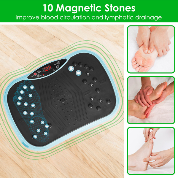 （自提可发加拿大，temu&tk下自提单）带阻力带的振动健身器 遥控全身振动平台 健身器材 家用健身器材 用于减肥 燃烧脂肪--蓝色-4