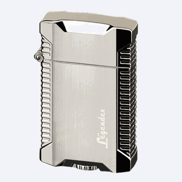 LEGENDEX®野餐者* 银色双直冲打火机用于雪茄香烟厨房户外可重复充气可调节火焰高度便携式-1