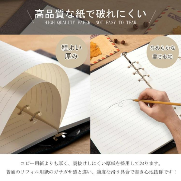 二层牛皮活页本可拆卸A5记事本 藏蓝色-10