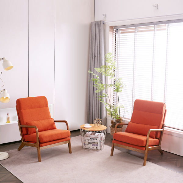 全拆 实木扶手 高背 靠背 铁架麻布 烧橙色 室内休闲椅-25