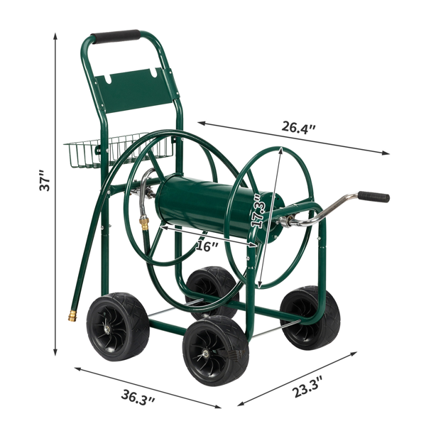 【同款编码：04822659】97*53*100cm 绿色 铁 水管车【不是充气轮胎】-4