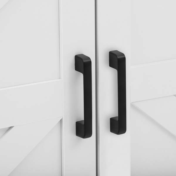 U型59.3英寸餐边柜，带滑动谷仓门和网格面板，农舍风格开放式储物柜，适用于客厅、走廊、阳台、厨房、办公室-12