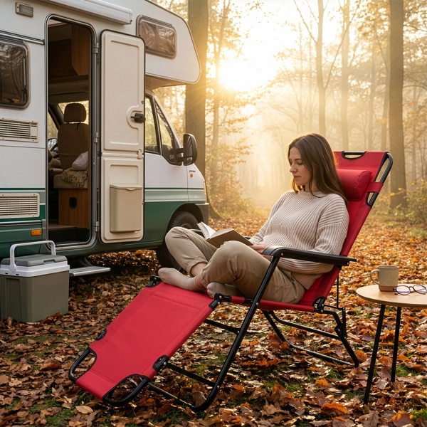 140*60*87cm 户外躺床 黑色铁管 红色牛津布床面  130kg 可变躺床-13