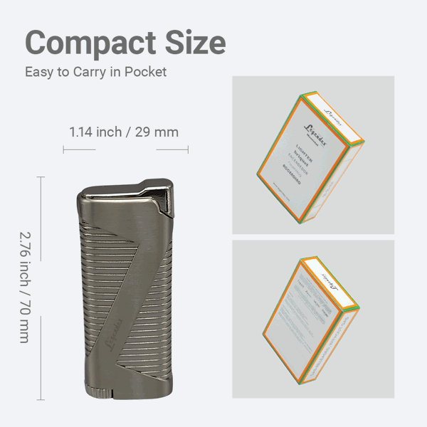 LEGENDEX®拓荒者* 银色单直冲打火机用于雪茄香烟厨房户外可重复充气可调节火焰高度便携式-6