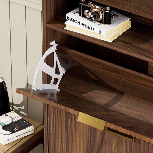 玄关鞋柜收纳柜，隐藏式鞋柜，带2个翻盖抽屉，高大独立式鞋架，适用于门厅、走廊。胡桃木色，长31.6英寸 x 宽9.6英寸 x 高40英寸。-2