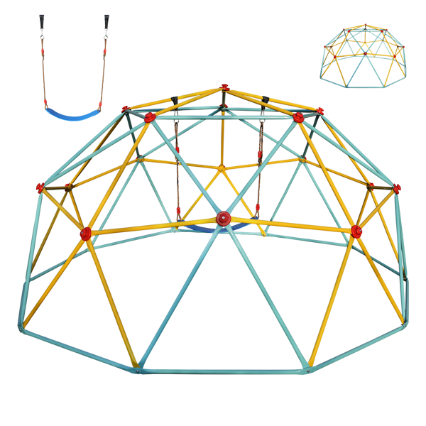 10英尺攀登圆顶儿童丛林健身房适用于公园圆顶登山者与摇摆游乐场设备，蓝色-4