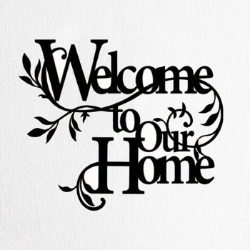 CIFbuy™ 铁艺 “Welcome to Our Home” 花艺装饰画，温馨风墙面挂饰，入户玄关软装（在 TikTok、temu 下可自提）
