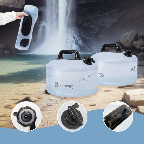 13L户外储水箱，户外露营，烧烤，远足，爬山，探险，便携式可折叠储水袋，干旱，家用应急大容量储水桶，房车旅行储水箱，体积小，节省空间-8