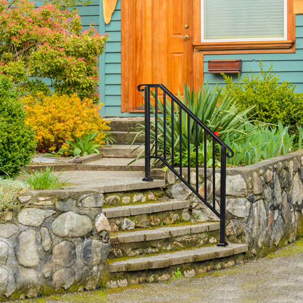 【同款编码：11384510  73142795】哑光黑色 3阶 庭院楼梯扶手-22