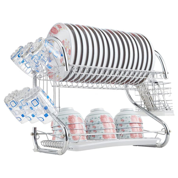 厨房碗碟架 2字16寸 水杯款 双层沥水架-1