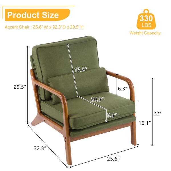 橡木扶手 单人休闲椅  室内休闲椅 橡木 软包 墨绿色 室内休闲椅 1pcs-13