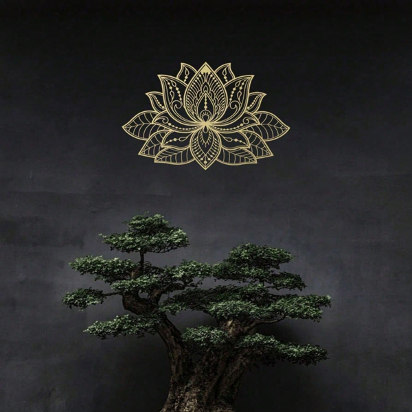 CIFbuy™ 铁艺曼陀罗莲花装饰画，禅意风墙面挂饰，轻奢主题家居软装（在 TikTok、temu 下可自提）-4