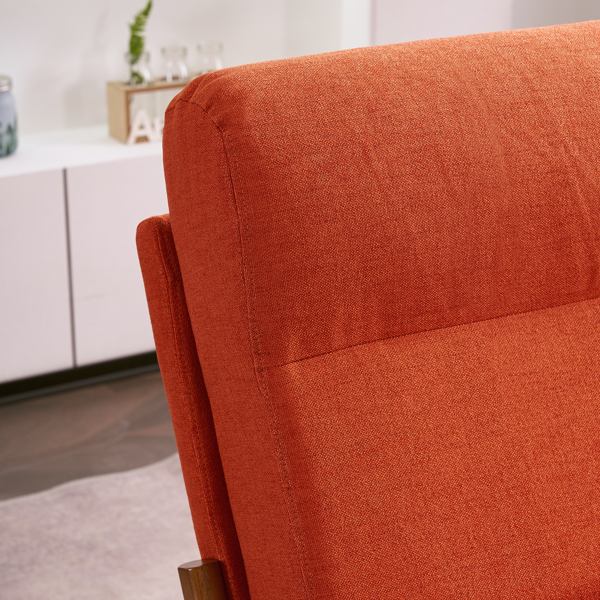 全拆 实木扶手 高背 靠背 铁架麻布 烧橙色 室内休闲椅-35