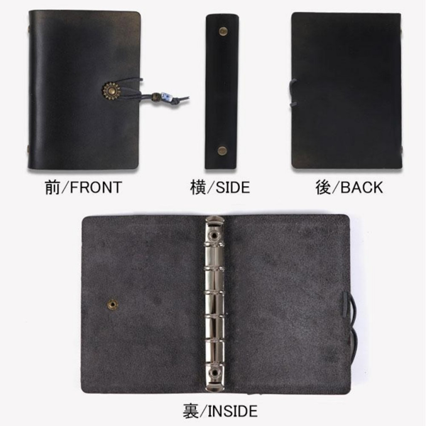 笔记本 A7小活页 黑色 复古 二层牛皮-3