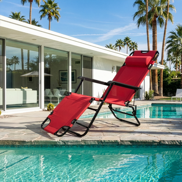 140*60*87cm 户外躺床 黑色铁管 红色牛津布床面  130kg 可变躺床-11