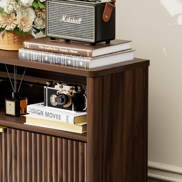 玄关鞋柜收纳柜，隐藏式鞋柜，带2个翻盖抽屉，高大独立式鞋架，适用于门厅、走廊。胡桃木色，长31.6英寸 x 宽9.6英寸 x 高40英寸。-5