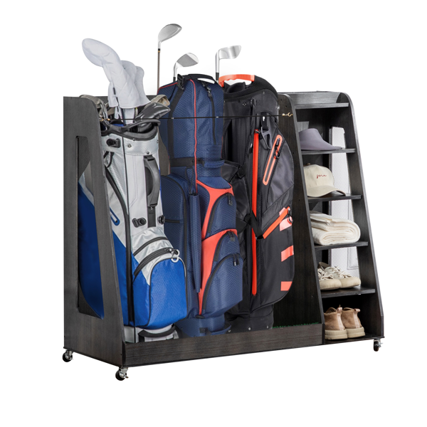 木质高尔夫球包存储架，灰色-8