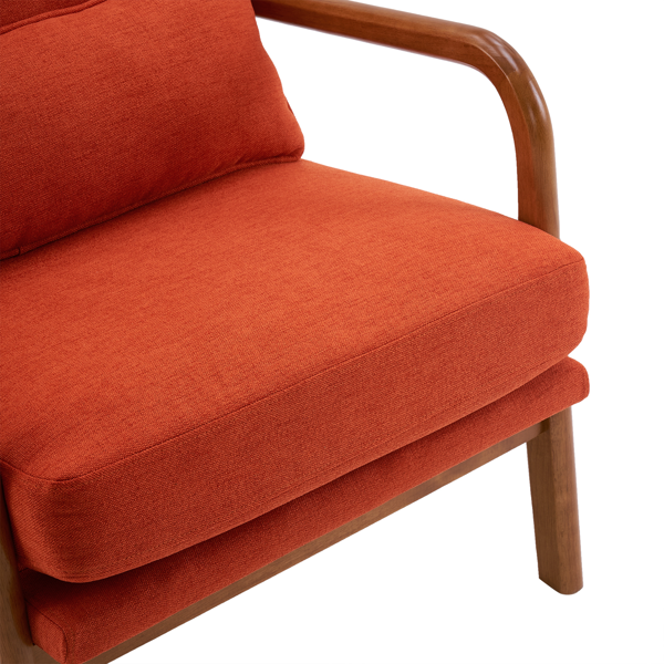 全拆 实木扶手 高背 靠背 铁架麻布 烧橙色 室内休闲椅-14