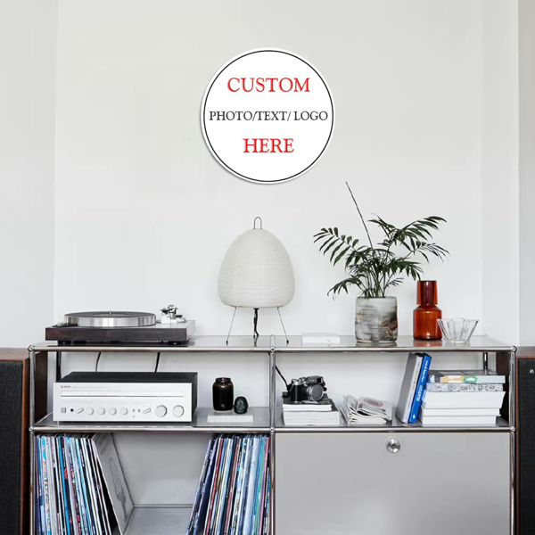 CIFbuy™ 个性化金属装饰标识 个性化装饰性锡制标识 - 带有标志图片和文字的定制房屋墙面标识牌（圆形，直径 12 英寸）（在 TikTok、temu 下可自提）-4