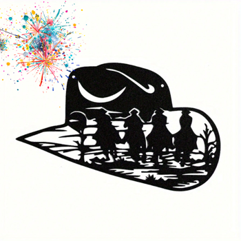 CIFbuy™ 铁艺西部牛仔帽剪影装饰画，乡村风墙面挂饰，西部主题家居软装（在 TikTok、temu 下可自提）