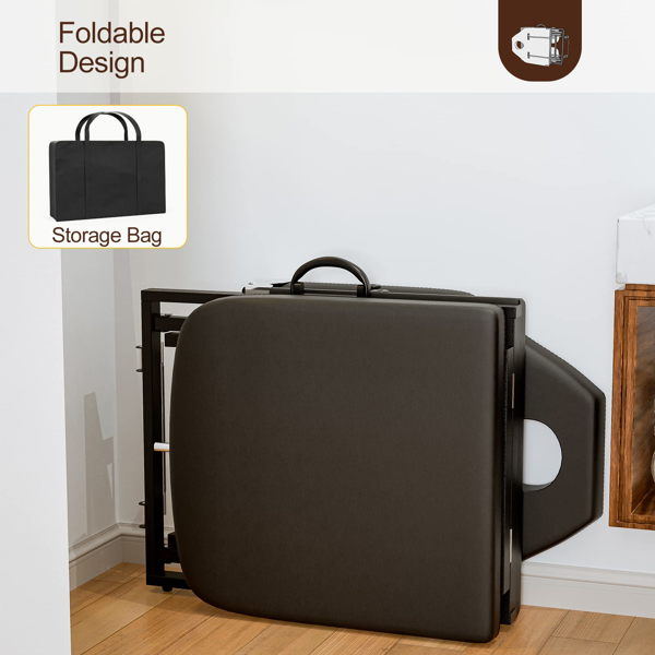 便携式客户纹身椅 72英寸，可折叠移动按摩床带收纳袋，黑色-4